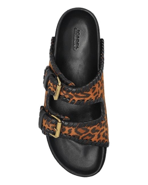 Isabel Marant Black Lennyo Leopard-Print Sandals