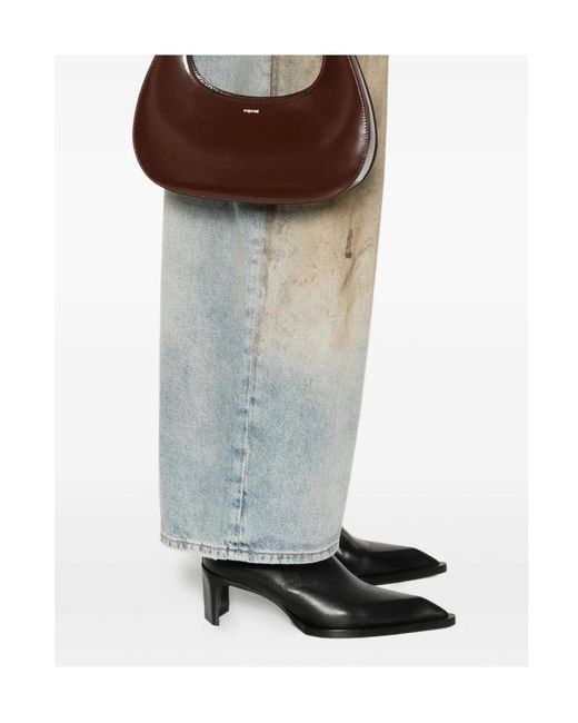 Coperni Brown Slim Swipe Patent-Leather Shoulder Bag