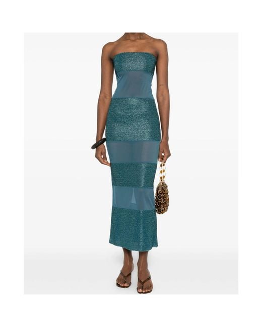 Oseree Blue Glitter Panel Dress