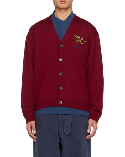 KENZO Logo Embroidered Buttoned Cardigan for men