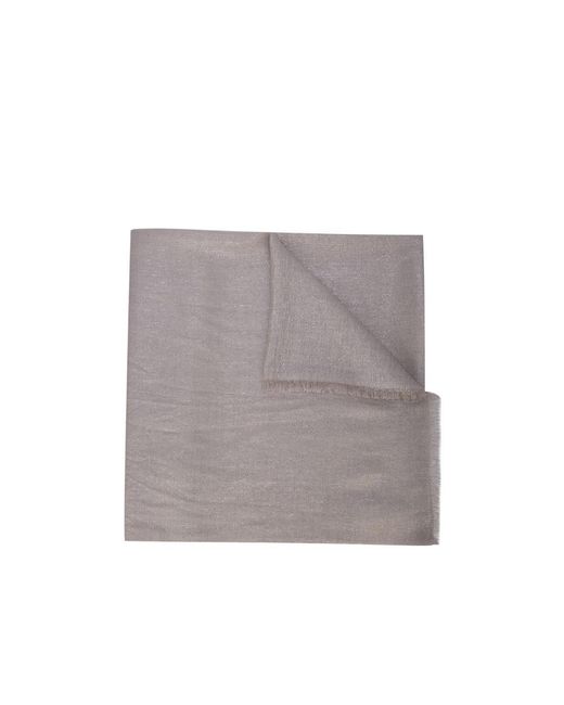 Brunello Cucinelli Gray Sparkled Frayed-Edge Scarf