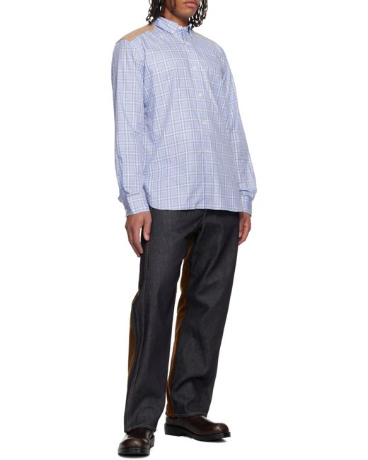 Junya Watanabe Blue Check Quilted Shirt for men