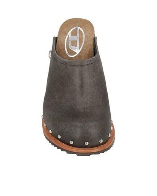 DIESEL Brown Solidcolor Roundtoe Mules