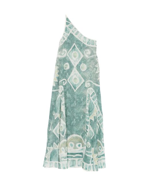 ALÉMAIS Blue Samira Graphic Printed One Shoulder Dress