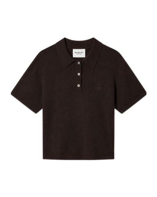 Isabel Marant Black Polo En Maille De Coton Et Laine