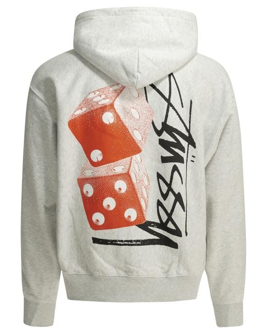 Stussy Gray Stüssy Dice Print Zip Hoodie for men