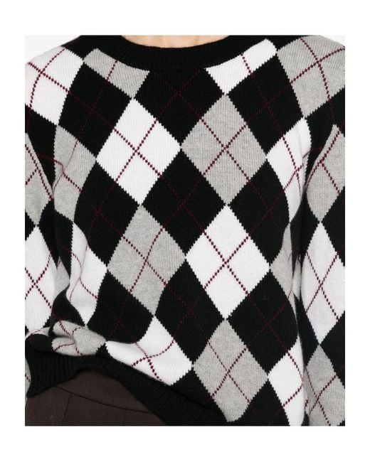 Lisa Yang Black Argyle-Knit Cashmere Sweater