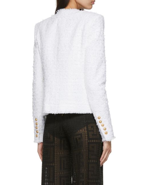 Balmain White Tweed Jacket