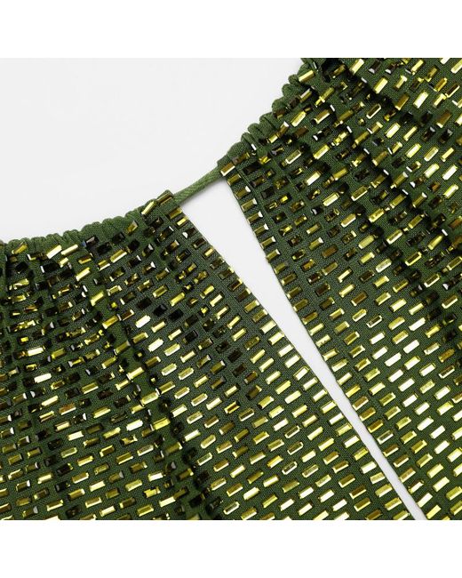 Self-Portrait Green Embellished Mini Dress