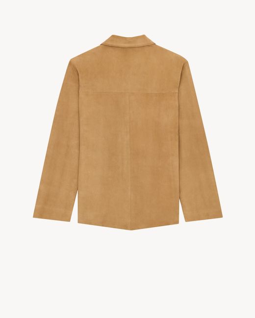 Saint Laurent Natural Button-Up Long-Sleeved Jacket