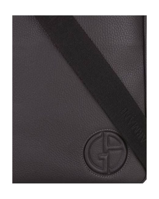 Giorgio Armani Black Logo Details Cross-Body Bag for men