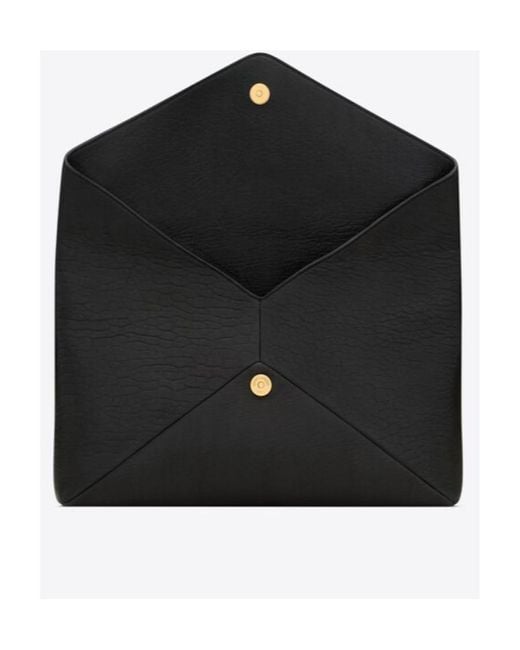 Saint Laurent Black Cassandre Envelope Large Clutch Bag