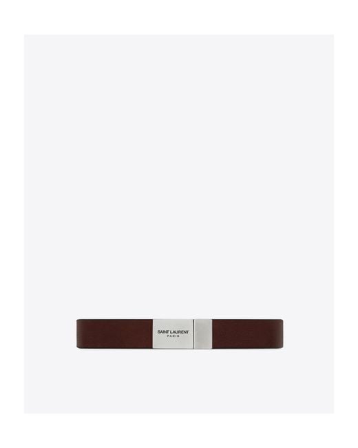 Saint Laurent White Cassandre Logo Plaque Bracelet for men