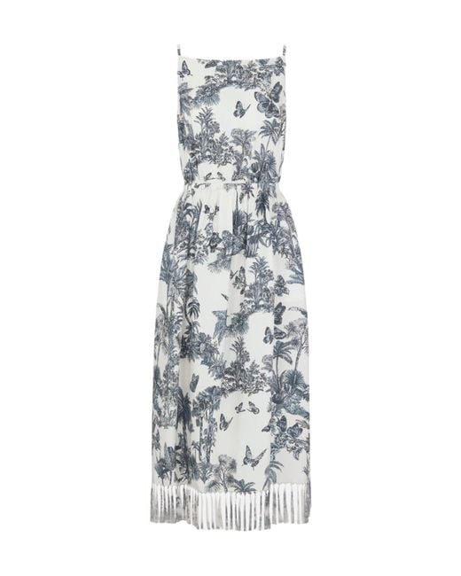 Dior White Iviera Mid-Length Fringed Dress