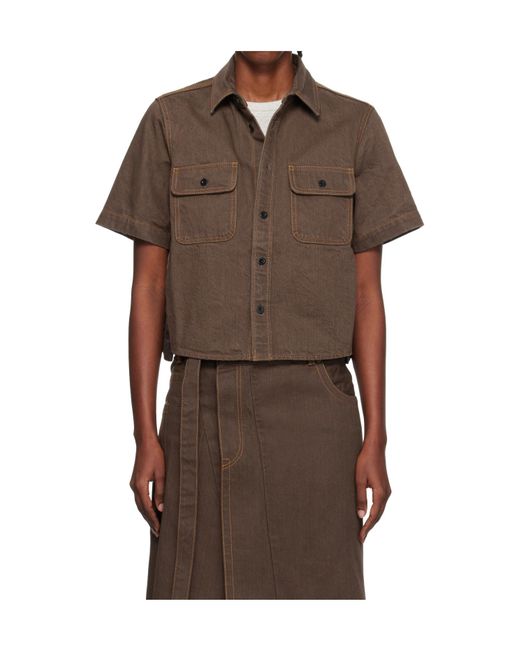 Sacai Brown Lapel Short-Sleeved Denim Jacket