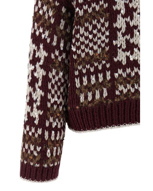 Brunello Cucinelli Purple 'opera Prince Of Wales' Sweater