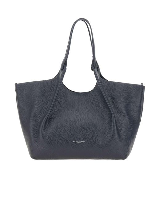Gianni Chiarini Blue Dua Hammered Leather Shoulder Bag