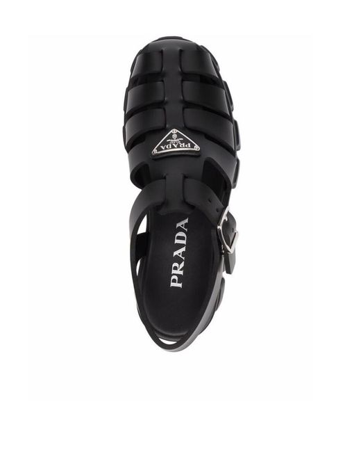 Prada Black Strapped Platform Sandals