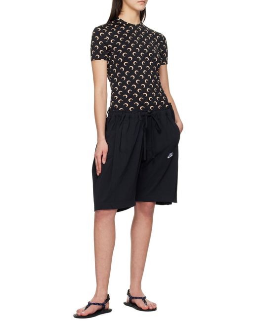 MARINE SERRE Black Crescent Print Crewneck T-Shirt