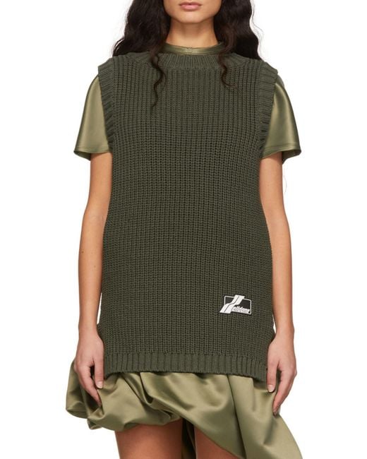 we11done Black Cotton Rib Knitted Vest