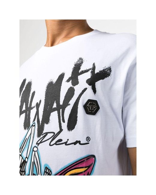 Philipp Plein White T-Shirt With Round Neck And Short Sleeves for men
