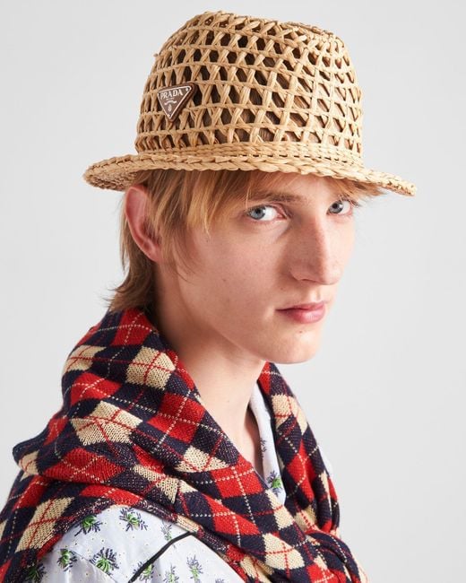 Prada White Crochet Fedora for men