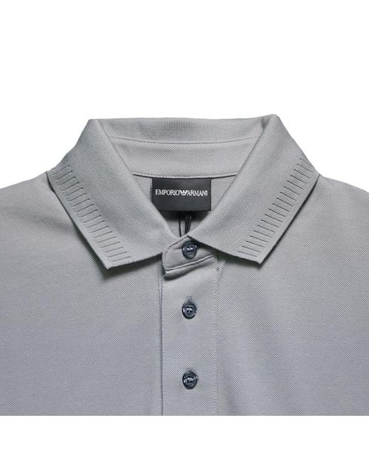 Emporio Armani Gray Logo Short-Sleeved Polo Shirt for men
