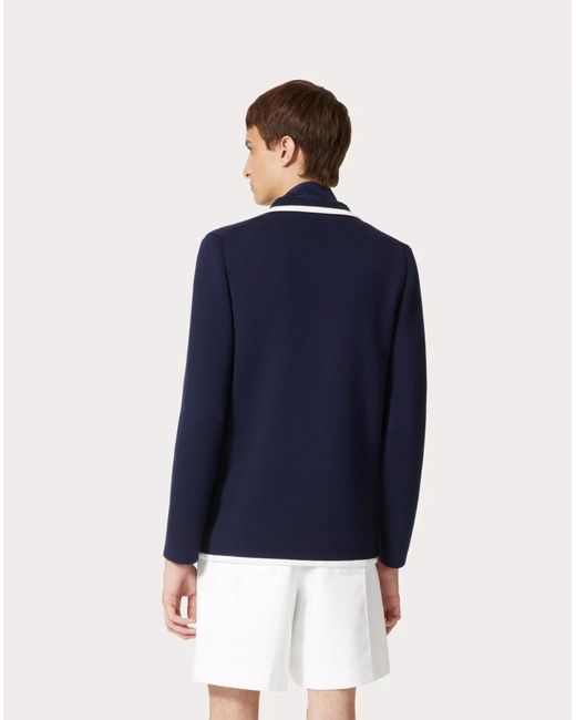 Valentino Blue Vgold Double-Breasted Straight Hem Jacket for men