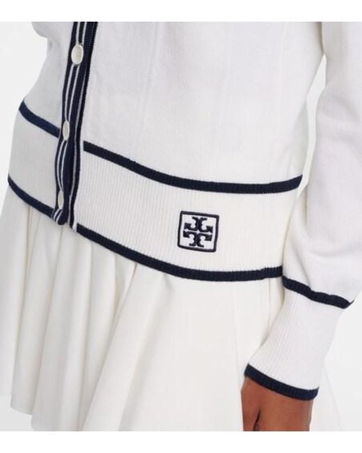 Tory Burch White Wool-Blend Cardigan