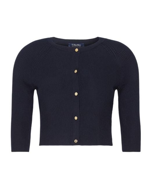Max Mara Blue Smmkiwi Cropped Cardigan