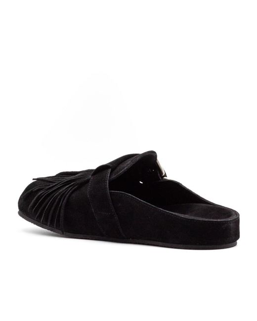 Vic Matié Black Fringed Buckle Mules