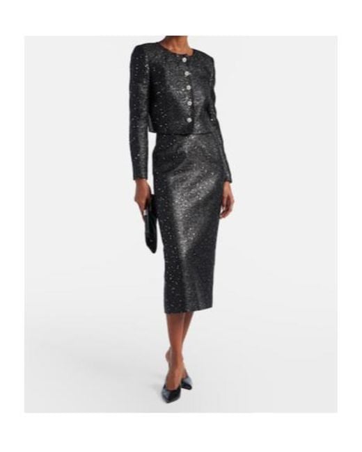Carolina Herrera Black Sequined And Thread Tweed Pencil Skirt
