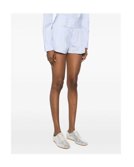 FRAME Blue Button Striped Shorts