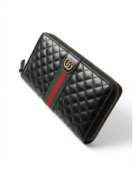Gucci Black Double G Quilted Zipper Purse