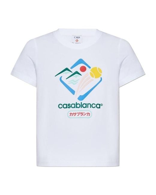 Casablanca White Logo Printed Crewneck T-Shirt