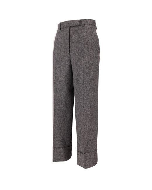 Thom Browne Gray High-Waist Straight-Leg Trousers