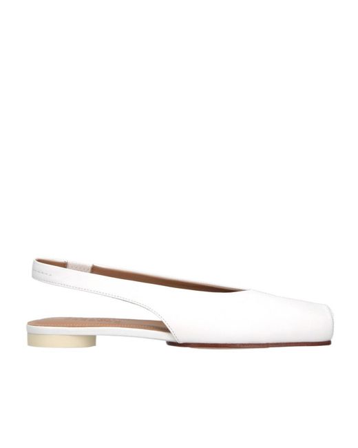 MM6 by Maison Margiela Natural Square Toe Slingback Flat Shoes