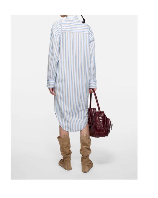 Acne Blue Striped Shirt Dress