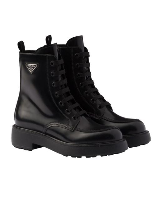 Prada Black Brushed Leather Boots