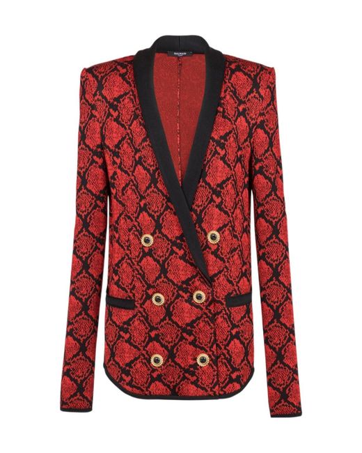 Balmain Red Double-Breasted Suit Jacket