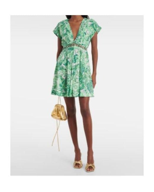 Poupette Green Cecile Cutout Printed Minidress