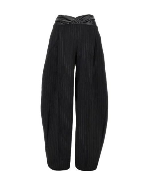 ANDAMANE Black Striped Casual Trousers
