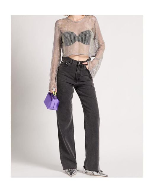 Ganni Gray Short Knit Top