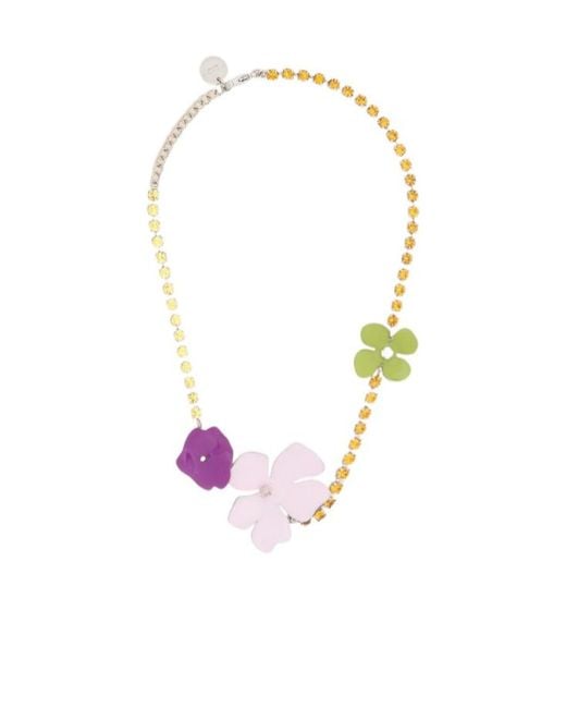 Marni Pink Flower Embellished Necklace