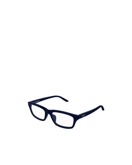 Balenciaga Blue Eyewear Rectangle Frame Glasses for men