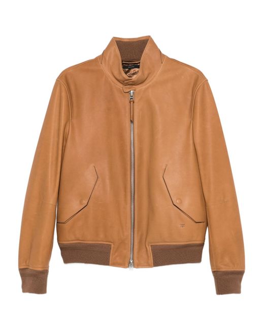 Tom Ford Brown Logo-Embroidered Jacket for men