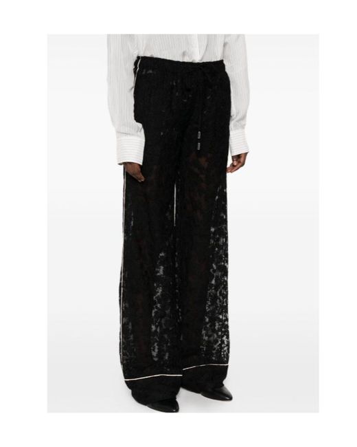 Ermanno Scervino Black Lace-Trimmed Trousers