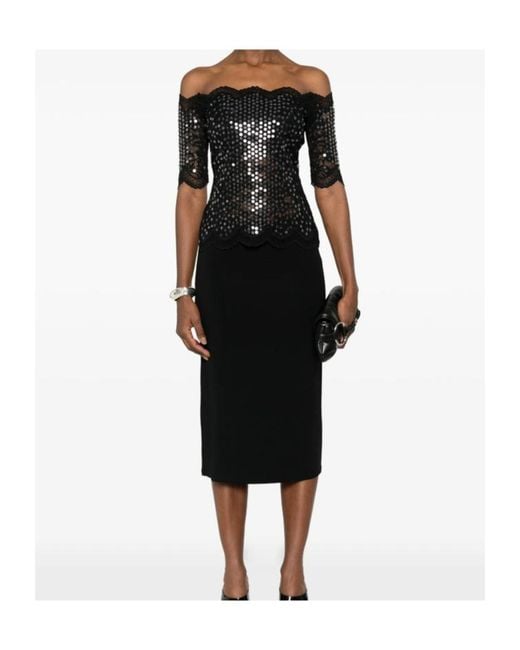 Rabanne Black Sequin Lace Top