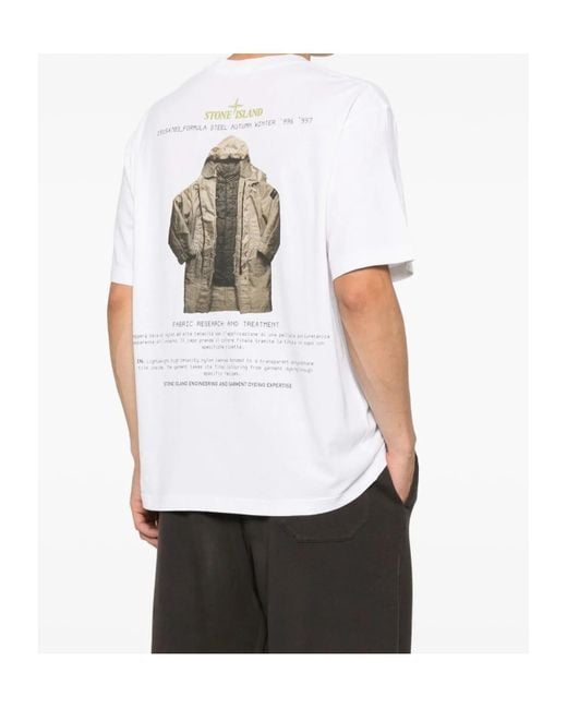 Stone Island White 2100037 Logo-Print T-Shirt for men