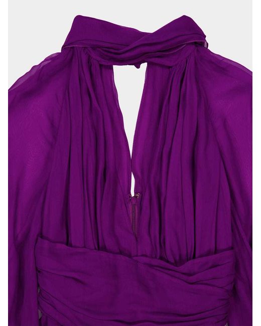 Dolce & Gabbana Purple Draped Chiffon Mini Dress